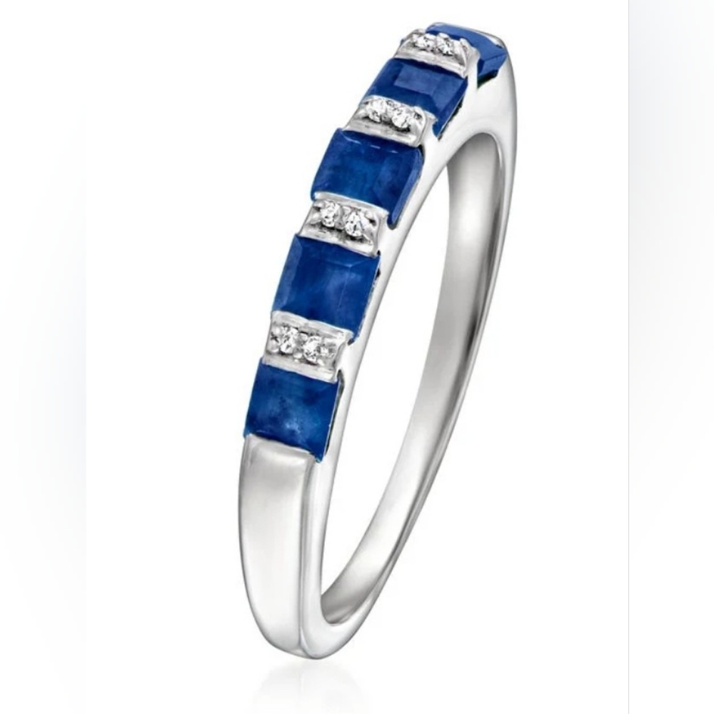 1.4 TCW ross Simons Sapphire/diamond Ring Size 9 - Picture 2 of 2